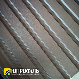 Профнастил для забору ПС-10 матовий двосторонній RAL 8019 Темно-Коричневий Double Matt Steel 0.40 мм, фото 2