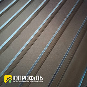 Профнастил для забору ПС-10 матовий двосторонній RAL 8019 Темно-Коричневий Double Matt Steel 0.40 мм, фото 2