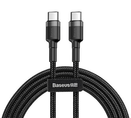 Кабель для зарядки телефона/ смартфона Baseus DP 2.0 Type-C 3А 1 м 60 Вт Сірий/ Чорний (CATKLF-GG1), фото 1