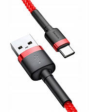 Кабель для зарядки телефона/ смартфона Baseus Cafule USB-Type-C 3А 50см Червоний (CATKLF-A09), фото 4