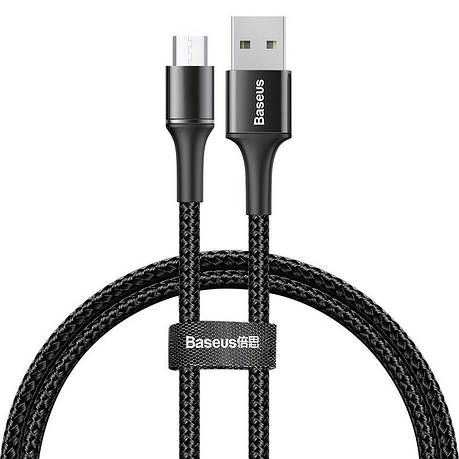 Кабель для зарядки телефона/ смартфона Baseus Halo USB - Micro-USB 0.5 м 3 А cм Чорний (CAMGH-A01), фото 1