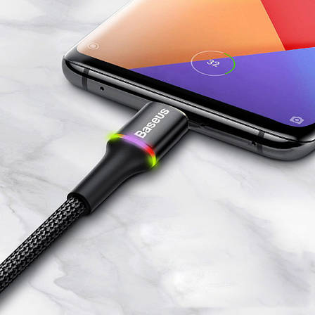 Кабель для зарядки телефона/ смартфона Baseus Halo USB - Micro-USB 0.5 м 3 А cм Чорний (CAMGH-A01), фото 3