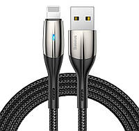 USB кабель для зарядки айфона Baseus USB - Lightning 1 м 2.4а Индикатор Черный (CALSP-B01)