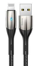Кабель для зарядки телефона/ смартфона Baseus USB - Lightning 1 м 2.4А Індикатор Чорний (CALSP-B01), фото 3