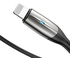 Кабель для зарядки телефона/ смартфона Baseus USB - Lightning 1 м 2.4А Індикатор Чорний (CALSP-B01), фото 4