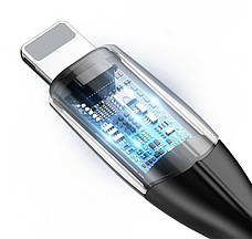 Кабель для зарядки телефона/ смартфона Baseus USB - Lightning 1 м 2.4А Індикатор Чорний (CALSP-B01), фото 5