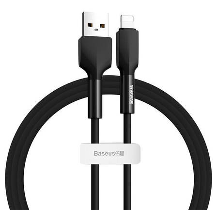 Кабель для зарядки телефона/ смартфона Baseus Silica Gel USB - Lightning 2.4 А 1 м Чорний (CALGJ-01), фото 1