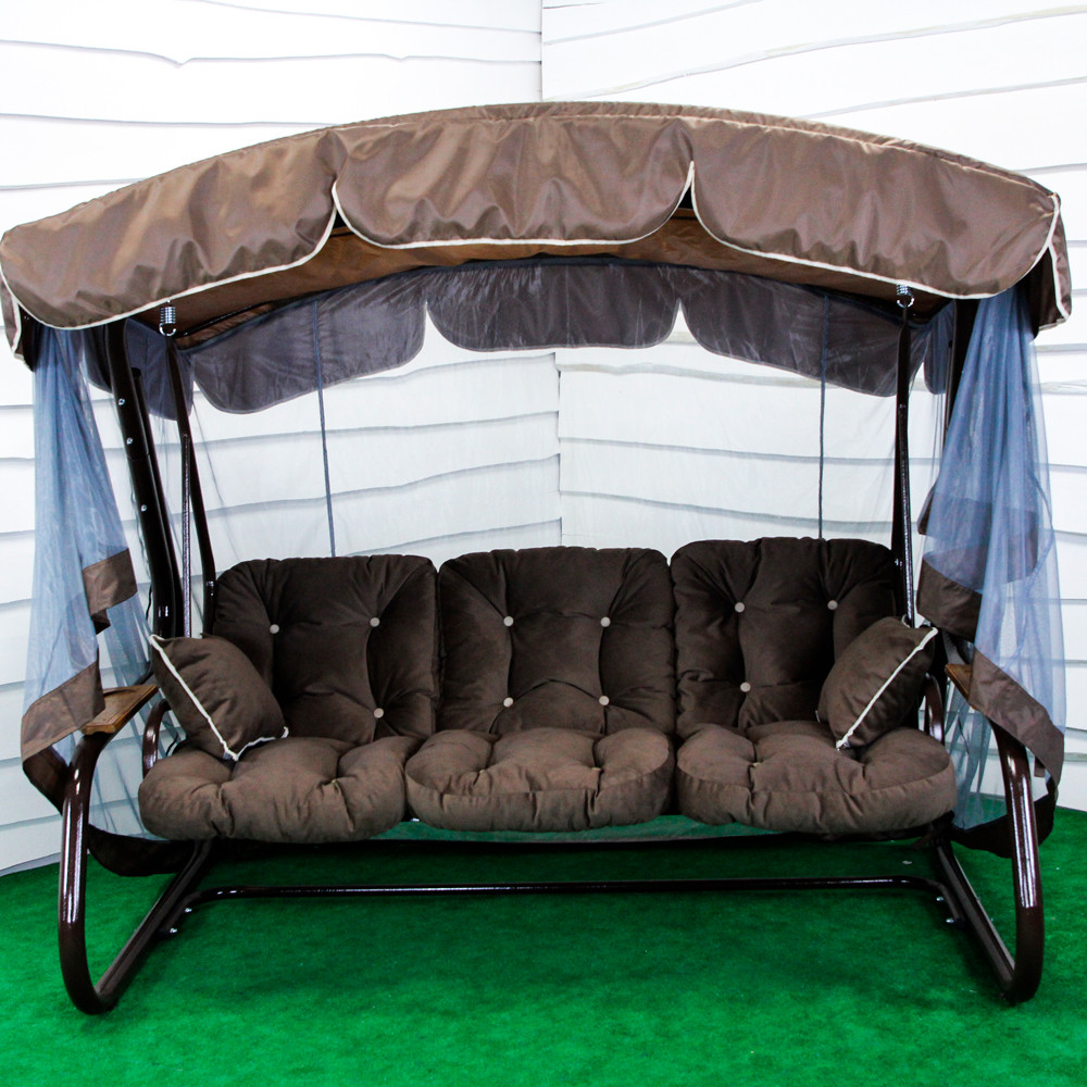 Гойдалки садові GreenGard Аланія Гойдалка з відкидною спинкою та москітною сіткою "Безкоштовна доставка", фото 1