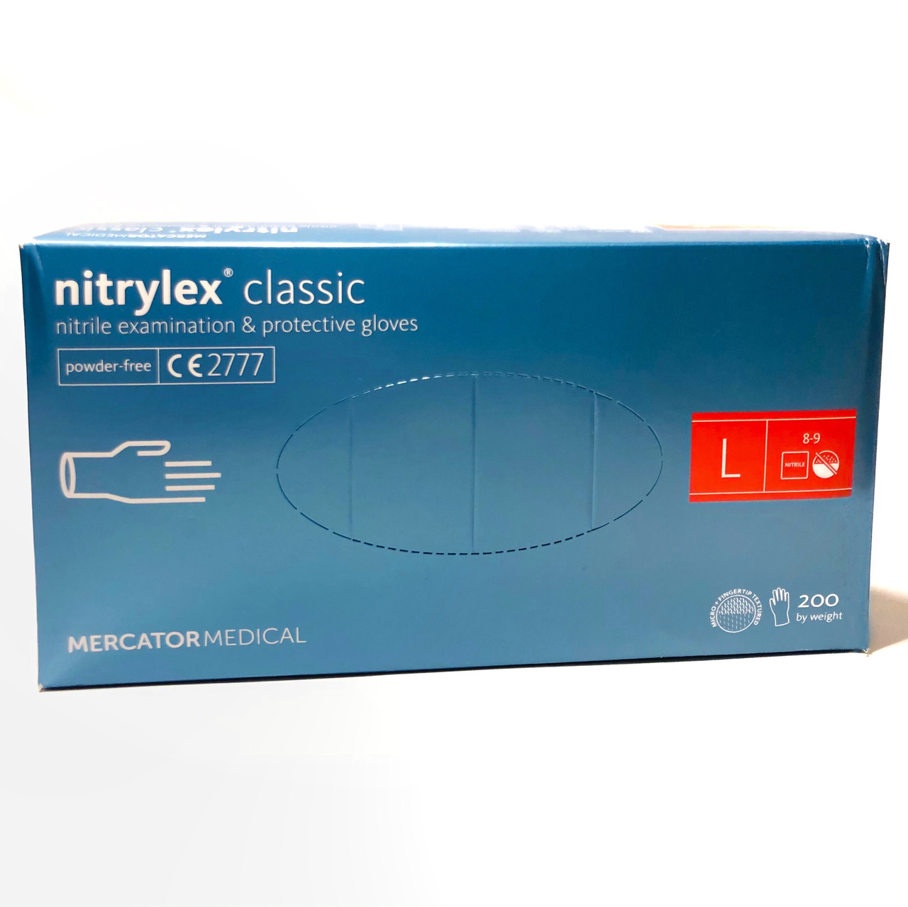 Рукавички нітрилові Mercator Medical Nitrylex Classic сині розмір L 200 шт, фото 1