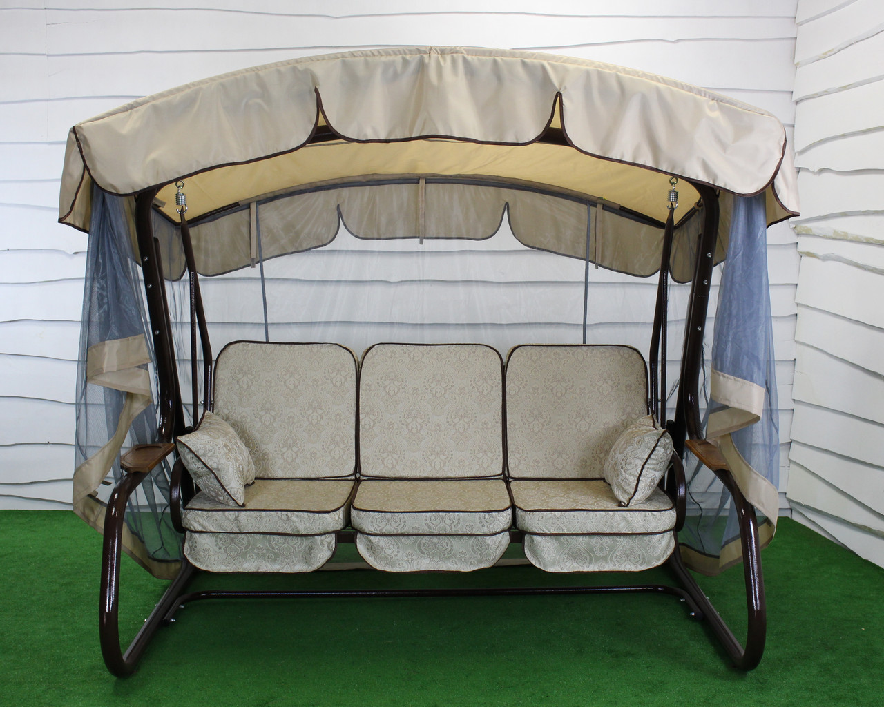 Гойдалки садові GreenGard Аланія Гойдалка з відкидною спинкою та москітною сіткою, фото 1