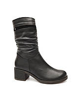 Модные зимние женские кожаные полусапожки с мехом на низком каблуке сапоги теплые короткие 37 разме Romax 4250