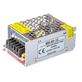 Led блок питания 12В MN/5A 60 Bт IP 20 (БП 12в, Блок живлення 12в, Трансформатор)