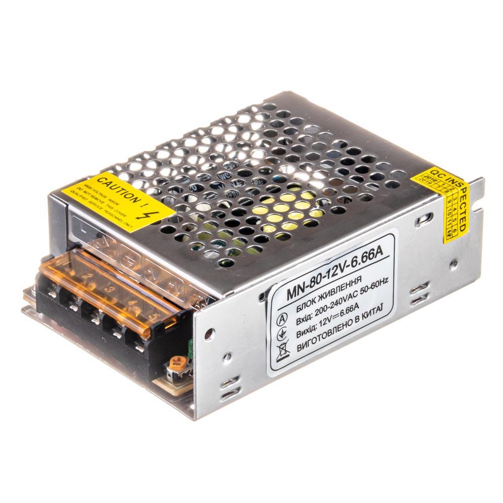 Led блок питания 12В MN/6.6A 80 Bт IP 20 (БП 12в, Блок живлення 12в, Трансформатор)