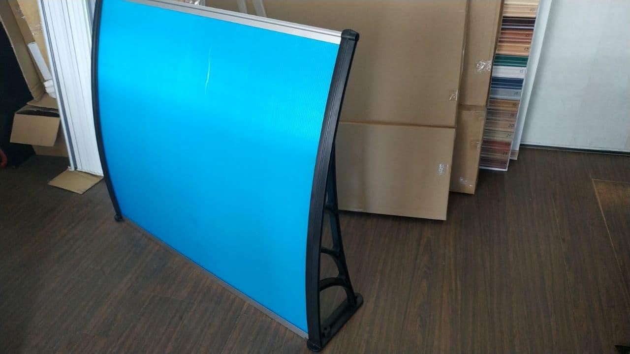 Дашок над дверима 1,2х1,0м. Козирок з поликарбоната сотового з кронштейнами. Бірюза. Доставка, фото 1