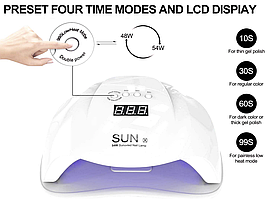 Лампа для нігтів і шелаку SUN X UV+LED 54 Вт, Біла