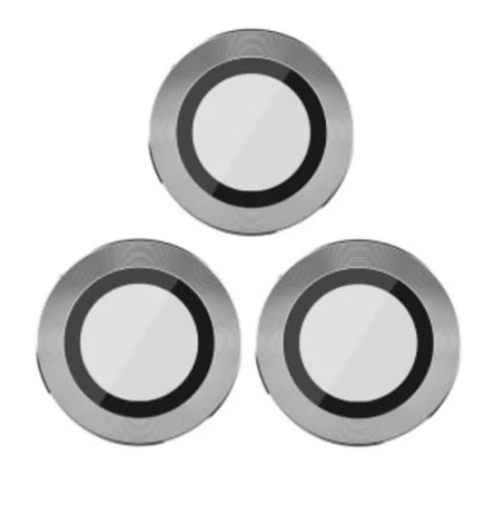 Скло камери для iPhone 11 Pro/11 Pro Max, сріблясте + кільце, комплект 3 шт., фото 1