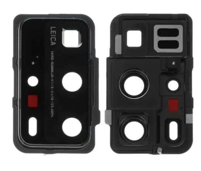 Скло камери для Huawei P40 Pro, чорне, з рамкою