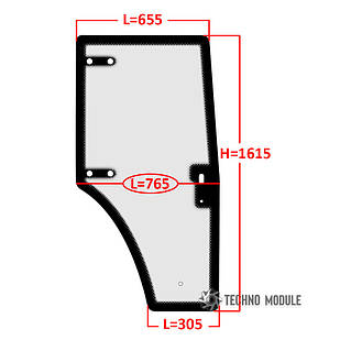 Скло дверей правого  Lovol TE244 (h = 1615, L = 1655x765x305)