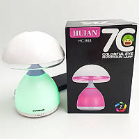 Ночник Гриб Led лампа многоцветная с пружинистой шляпкой со встроенным аккумулятором детская в (Живые фото)