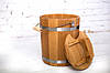 Відро дубове для лазні 15 літрів із кришкою та черпаком 0.5 л., фото 10