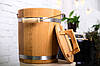 Відро дубове для лазні 15 літрів із кришкою та черпаком 0.5 л., фото 8