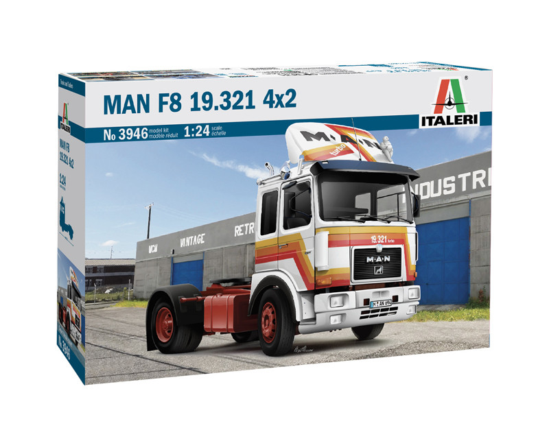 MAN F8 19.321 4x2. Збірна модель вантажного тягача в масштабі 1/24. ITALERI 3946