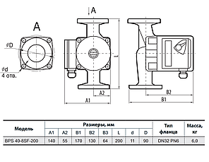 Циркуляційний насос "Насоси+" BPS 40-8SF-200, приєднувальний комплект напір 8 м, фото 3