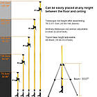 Розпірна штанга-штатив Laser Pro (Huepar) для лазерного рівня 3.7 м, фото 4