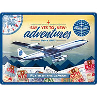 Табличка металлическая Pan Am - New Adventure | Nostalgic-Art 23278