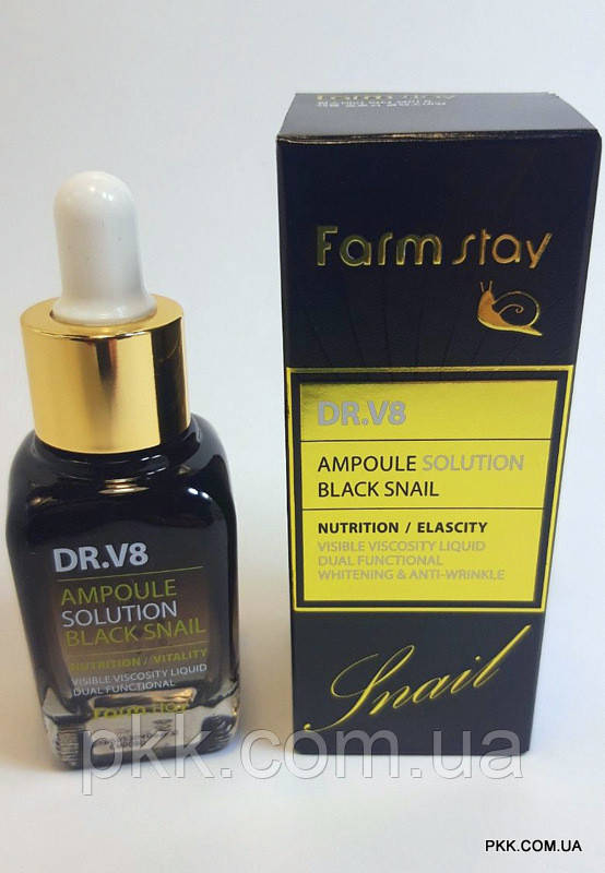 Сироватка для обличчя FarmStay DR.V8 Ampoule Solution омолоджуюча з равликовим муцином 30ml