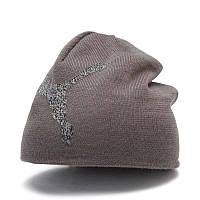 Шапка спортивна Puma Ess Logo Beanie 022330 06 (сірий, акрил, подвійна в'язка, тепла, зимова, логотип пума)