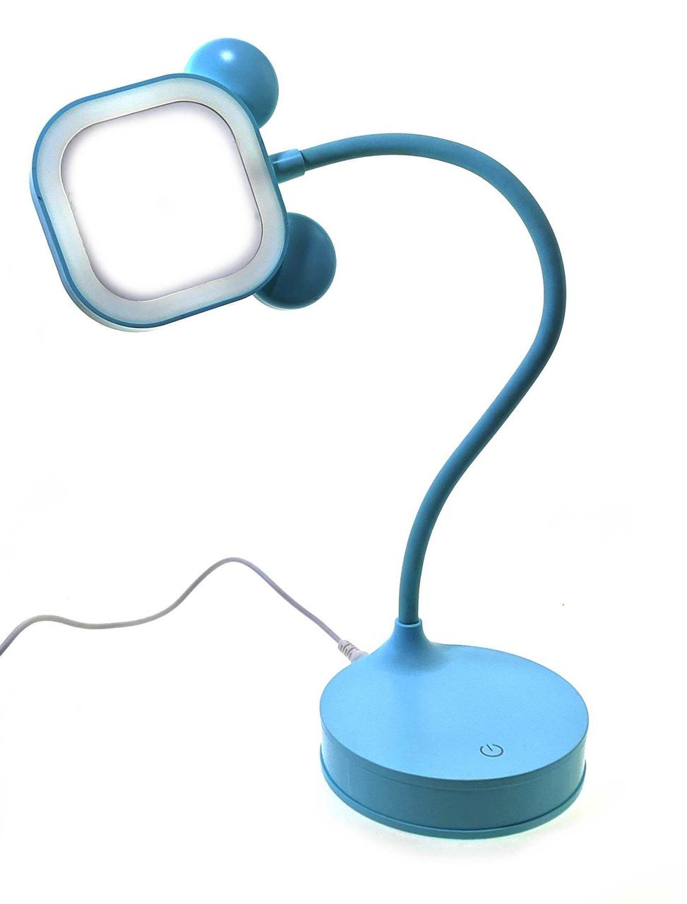 Зеркало настольное с LED подсветкой на аккумуляторе голубое 28х10х10см (33869) - фото 1 - id-p1316320701