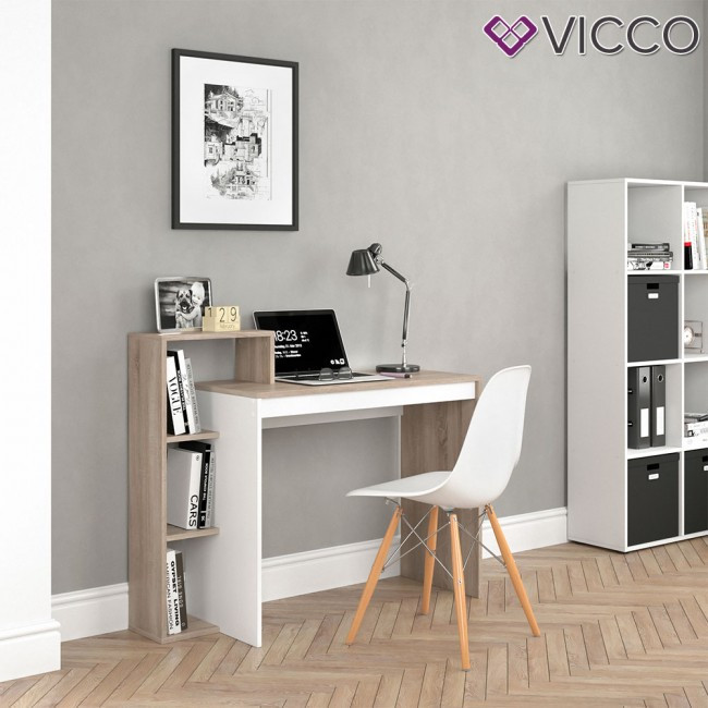 Стіл для ноутбуку Vicco Leo, 110x91, білий, сонома