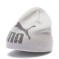 Шапка спортивная Puma Ess Logo Beanie 022330 13 (серый, акрил, двойная вязка, теплая, зимняя, логотип пума)