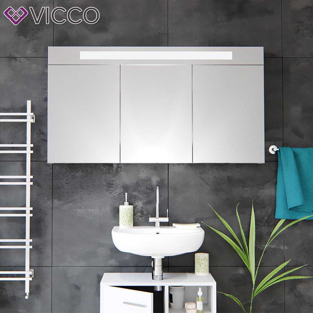 Дзеркальна шафа у ванну LED 120х65 Vicco, білий