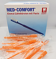 Щётка зубная одноразовая с пастой Med Comfort оранжевая, 100 шт/уп
