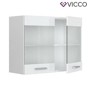 Кухонна скляна шафа 80х31 Vicco, білий