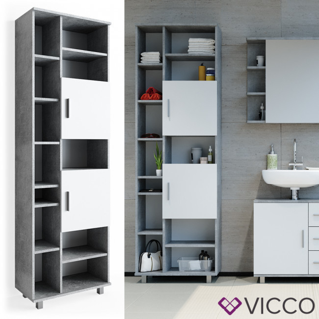 Пенал для ванної Vicco Ilias 60x190, білий, бетон