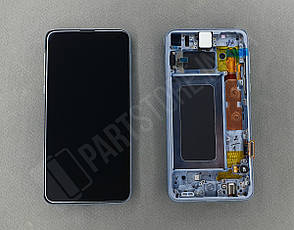 Дисплей Samsung G970 Blue S10e (GH82-18852C) сервісний оригінал у зборі з рамкою, фото 4