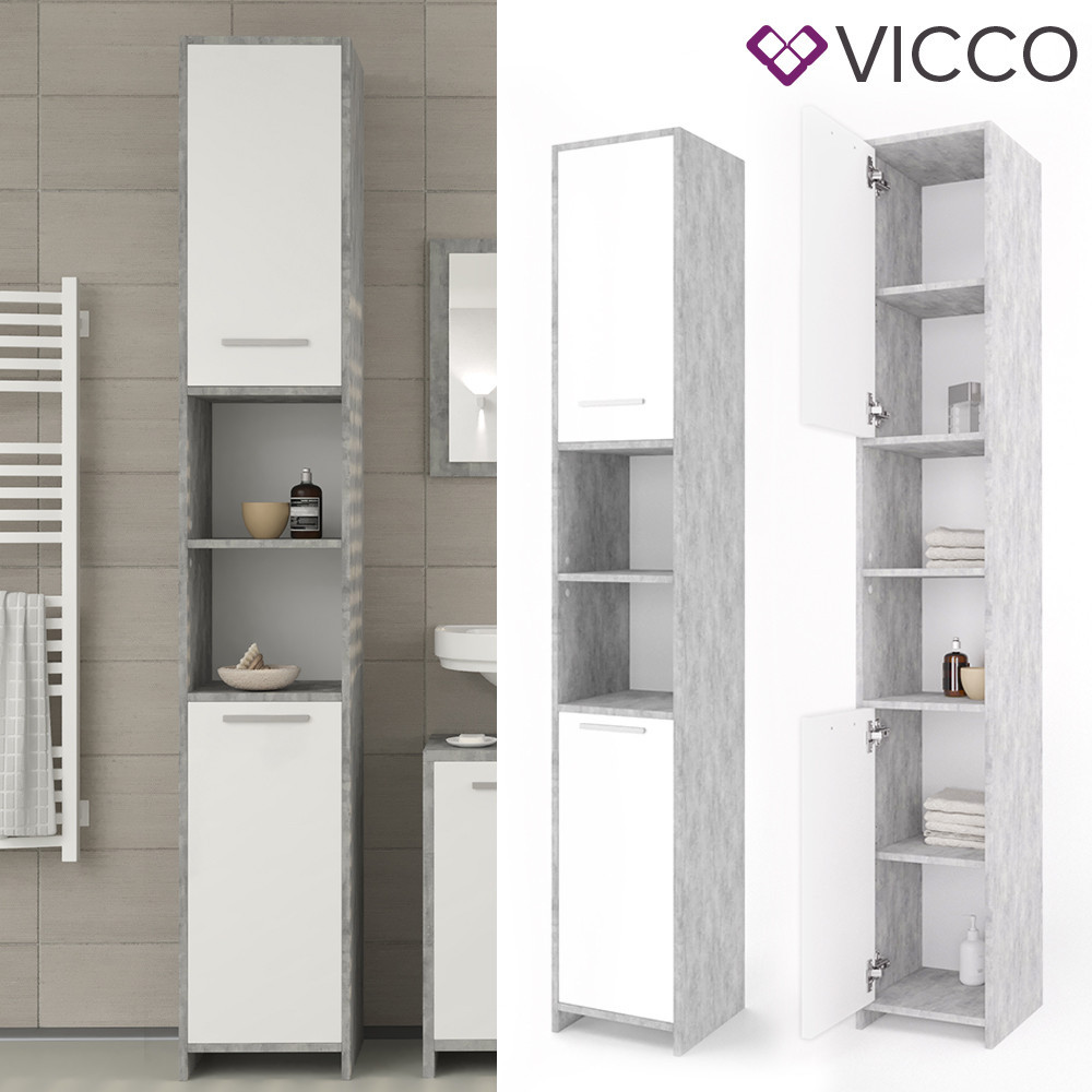 Шафа пенал для ванної 30x190 Vicco Kiko, бетон