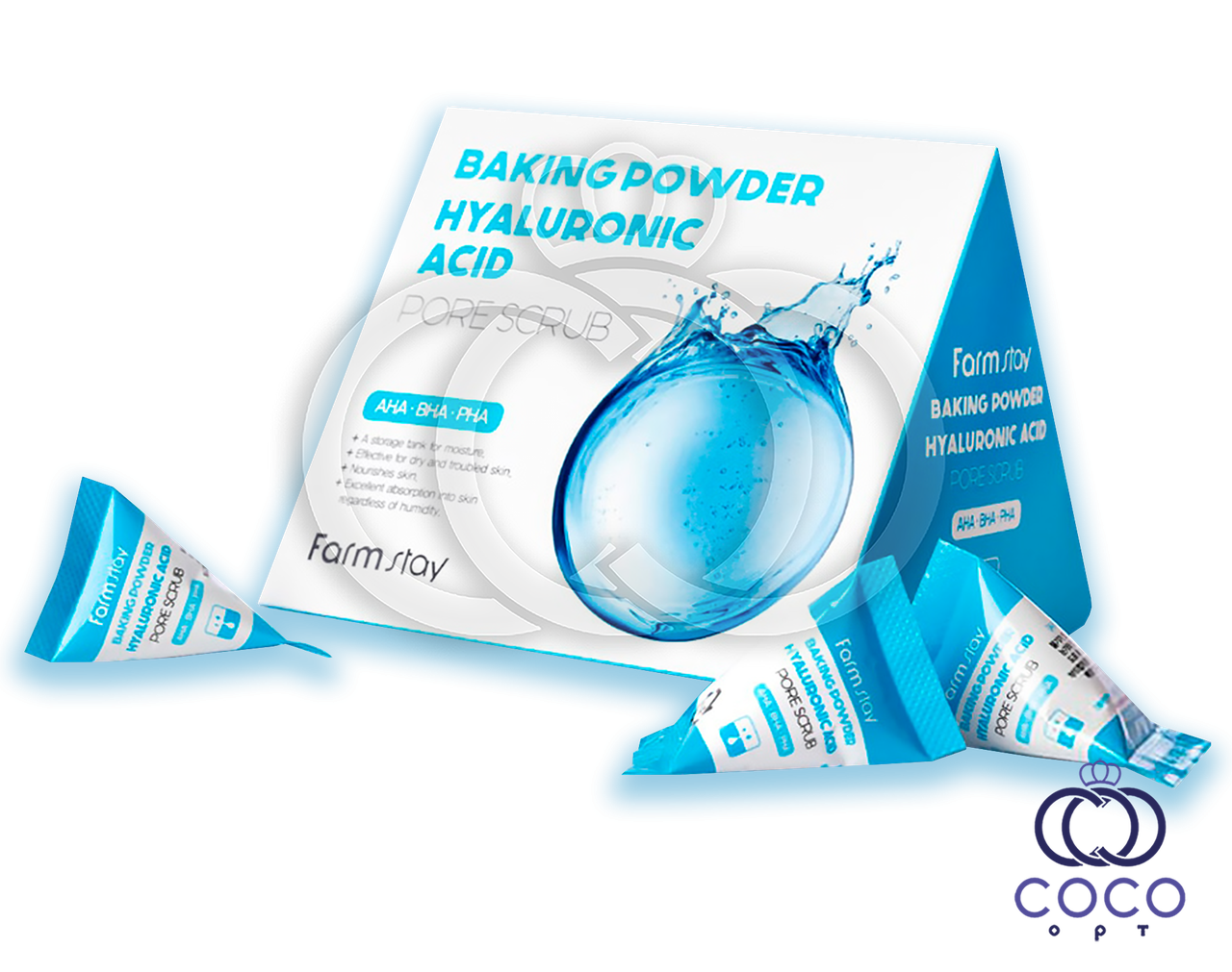 Скраб для обличчя Farm stay Bakihg Powder Hyaluronic Acid Pore Scrub з гіалуроновою кислотою, фото 1