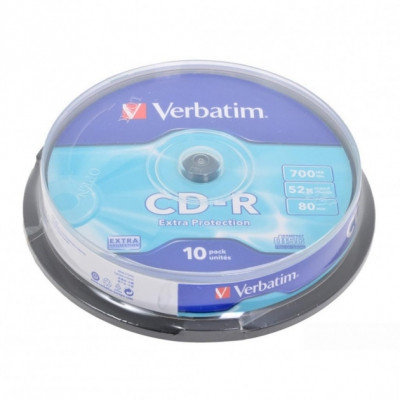Диск CD-R Verbatim 700MB 52x Cake, 10шт Extra