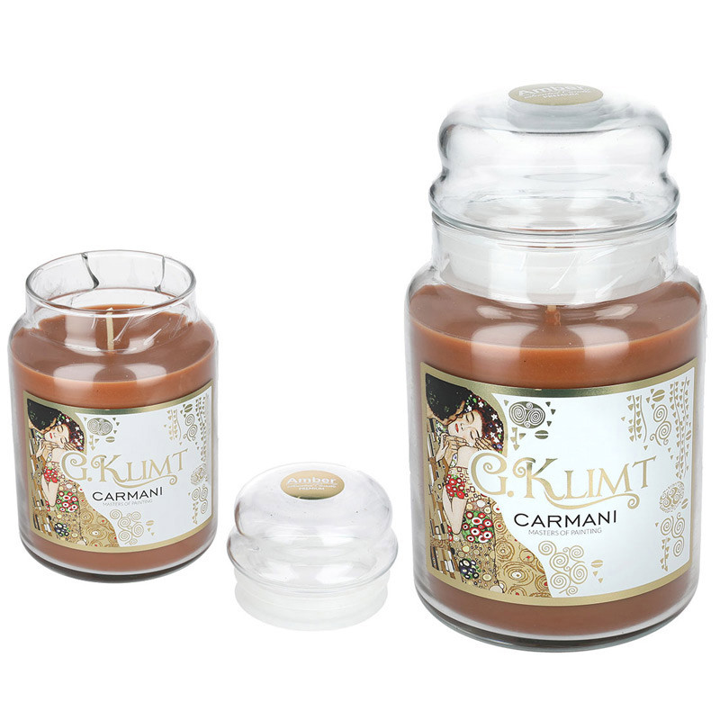 Свічка ароматизована Р. Клімт Поцілунок, бурштин, Carmani, h-17 см, фото 1