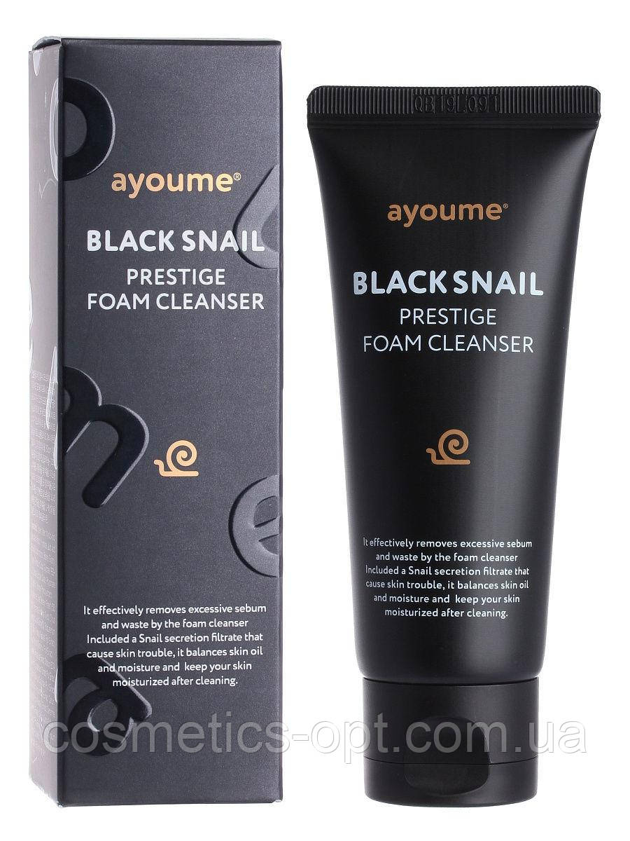 Гель для вмивання з муцином чорного равлика для чутливої шкіри AYOUME BLACK SNAIL PRESTIGE FOAM CLEANSER