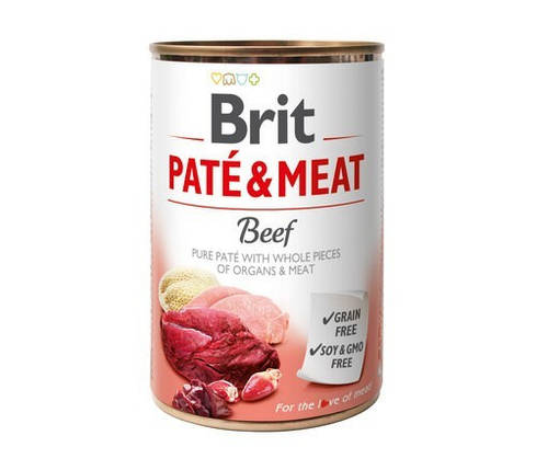 Консерви для собак Brit Pate & Meat Beef (з яловичиною) 400 г, фото 1
