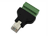 Перехідник RJ45 8P8C вита пара роз'єм тато - клеммники 8pin, фото 2