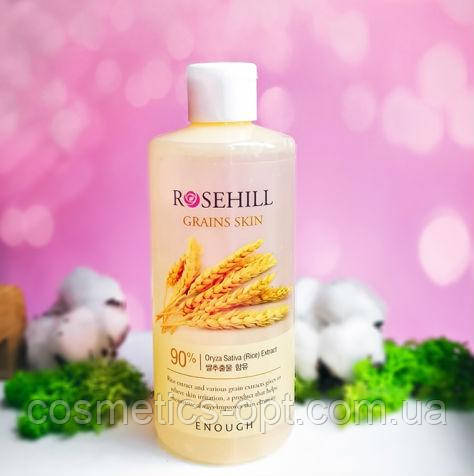 Зміцнювальний тонер для обличчя з рисом і центелою азійської ENOUGH Rosehill Grains Skin 90%, 300 ml