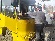 Производство и замена лобового стекла триплекс на автобусе ISUZU Богдан A09202 в Никополе (Украина). 2