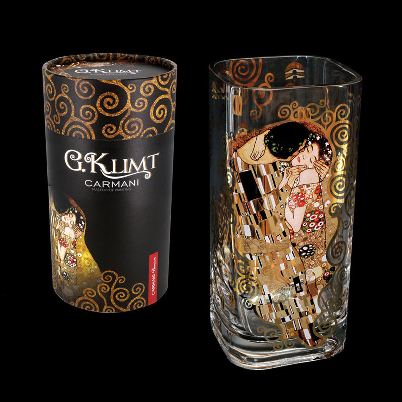 Ваза скляна Р. Клімт Поцілунок Carmani, h-30 см