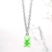 Підвіска ведмедик, салатовий - довжина 48см, смола, цинковий сплав